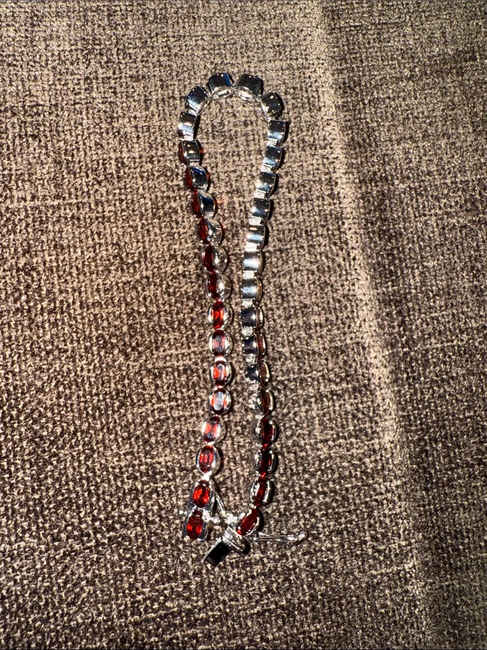 Affinity Gems Sterling Silver Oval Cut Garnet Tennis Bracelet